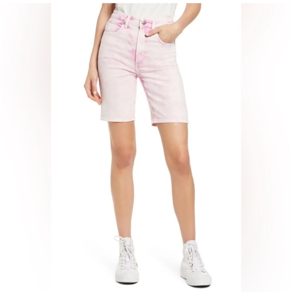 Lee Pink Acid Wash Bermuda Shorts High Rise NWT Boho Festival Free People Style